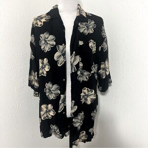 Jack Hollywood Men’s Size Large Floral Black Surfing Beach Hawaiian Aloha Shirt